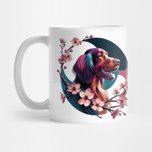 Joyful Gordon Setter Amidst Spring Cherry Blossoms Mug